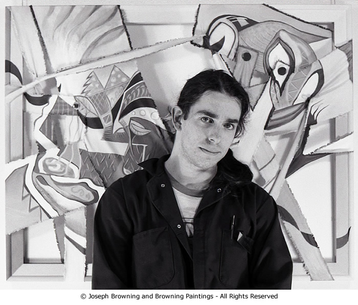 Joseph Browning Paintings JB with 092 in the studio 1992