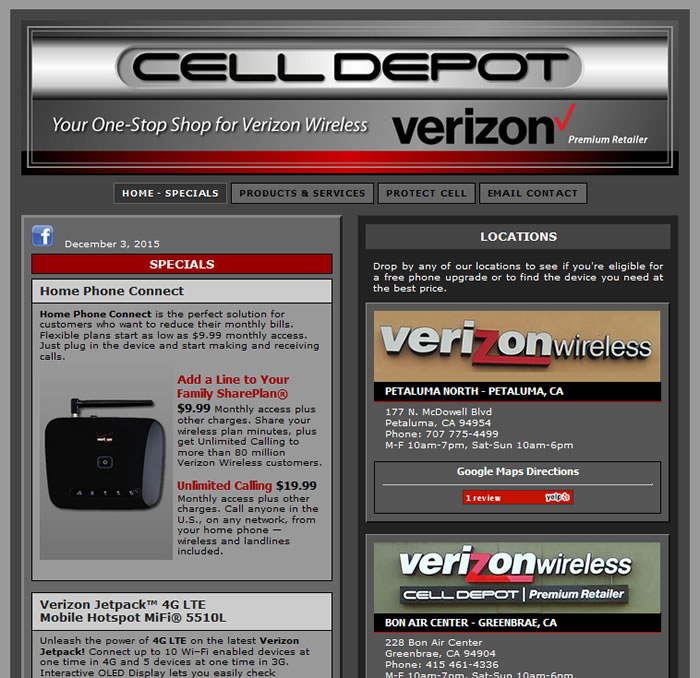 Joseph Browning Design - Cell Depot/Verizon Wireless Website