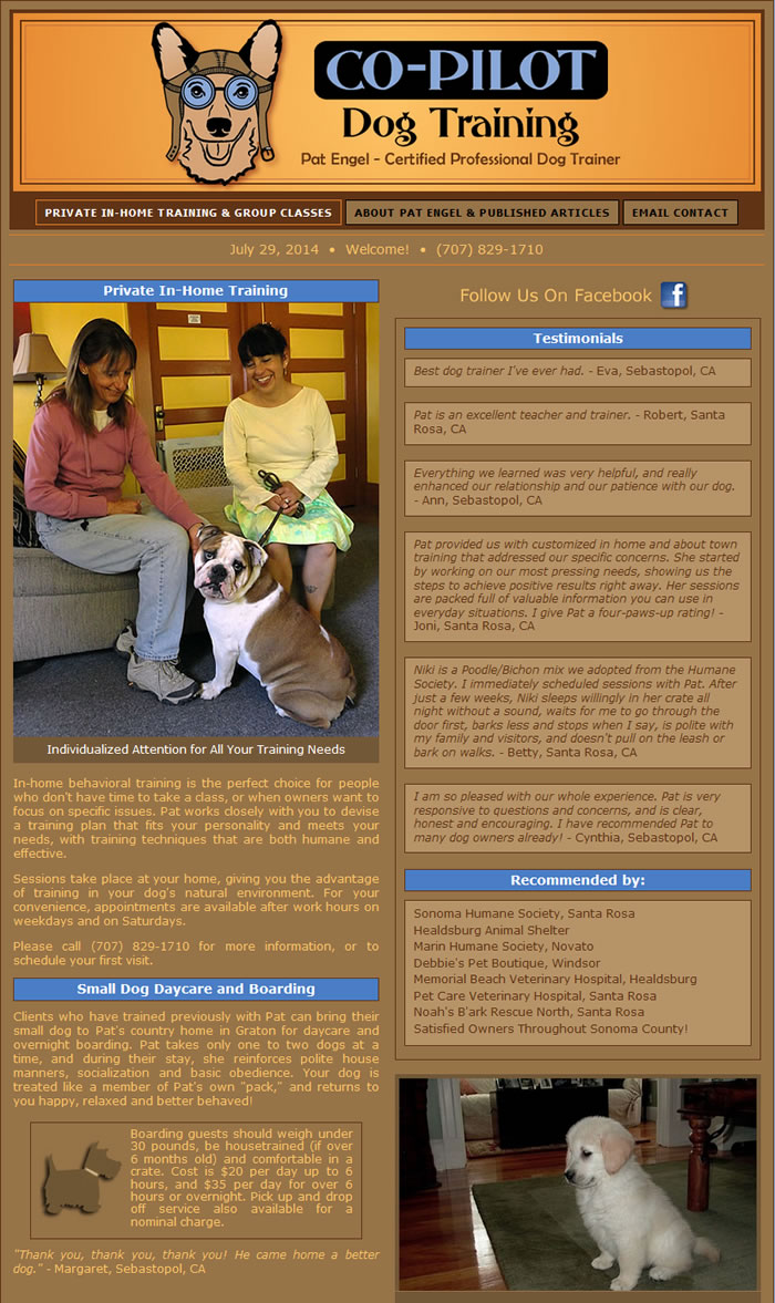Joseph Browning Design - Co-Pilot Dog Training Website