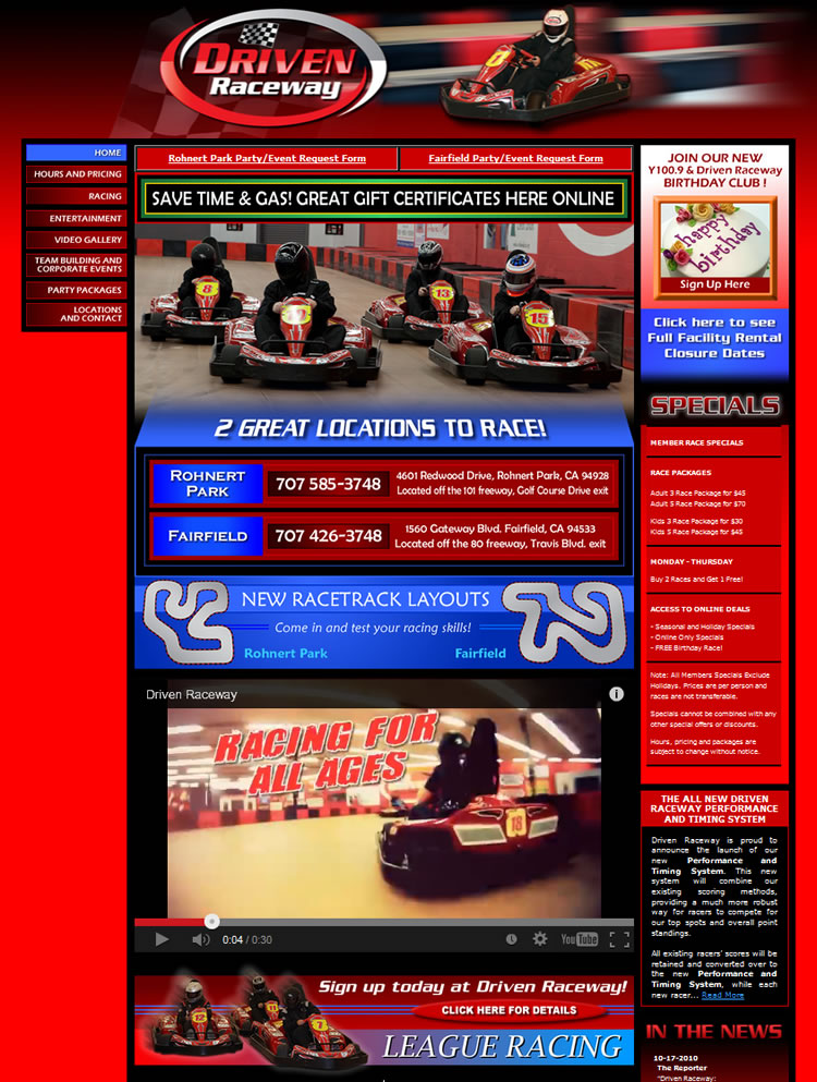 Joseph Browning Design - Driven Raceway Website